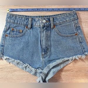 Topshop High-Waisted Denim Cutoff Shorts Frayed Raw Hem Festival